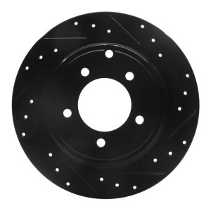 Chrysler Sebring Brake Rotor (1) - Rear Right - R1 Concepts - Drilled & Slotted - Black - `07-`17